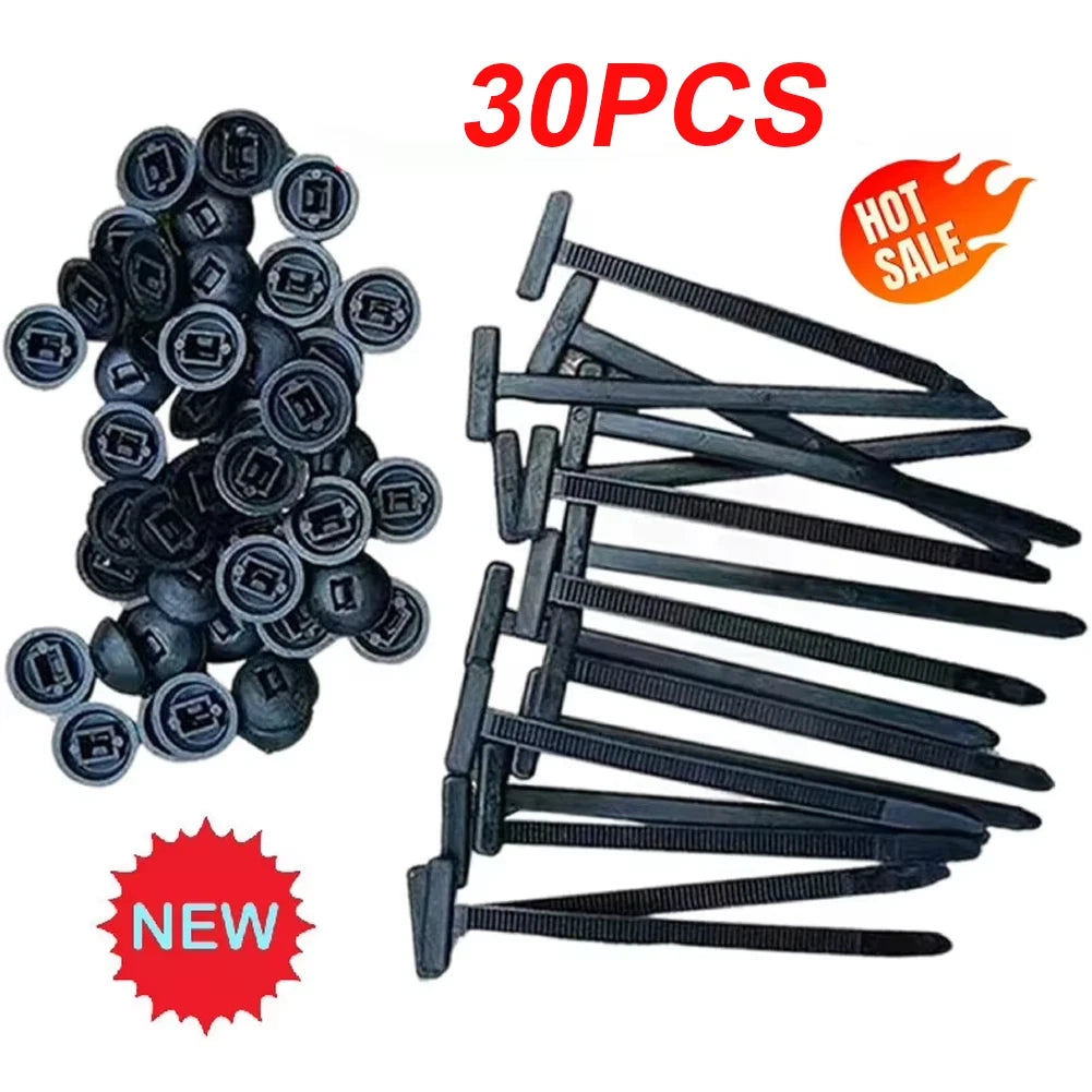 30 Pcs Plastic Cable Ties Black Reusable Self Locking Nylon Clamps Cord Tie Duty Cables
