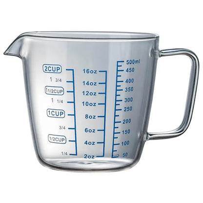 2PCS Glass Measuring Cup with Spouts Clear Scale Milk Jug Espresso Cup Shot Glass Durable