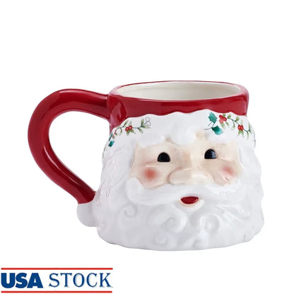 Stoneware Santa Mug 16oz Holiday Coffee Tea Hot Chocolate Ceramic Gift Christmas Kitchen Decor