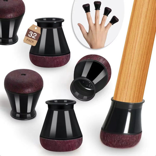 Small Chair Leg Floor Protectors for Hardwood Floors 32 Pack Felt Furniture Pads Silicone Caps AntiScratch