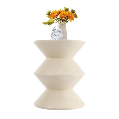 Sofa Side Table Modern Hourglass Shaped End Table 14.2" W X 17.7" H White Minimalist Side Table Accent Table
