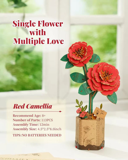 3D Wooden Puzzle Flowers Bouquet Wooden Bloom Craft Model Kits Eternal Flowers Romantic Gift for Birthday