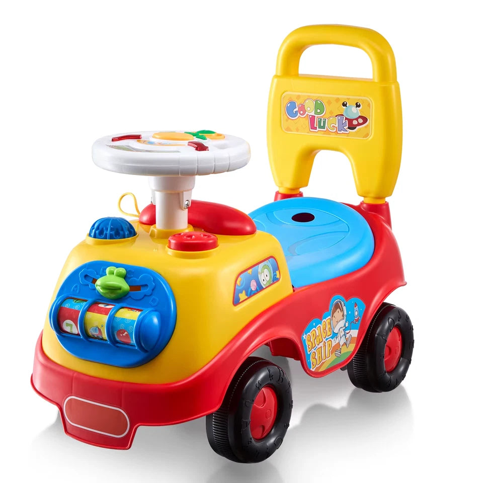 Toddler Ride On Push Car Sit to Stand Kids Ride On Toy Car with Music Steering Wheel Seat Storage