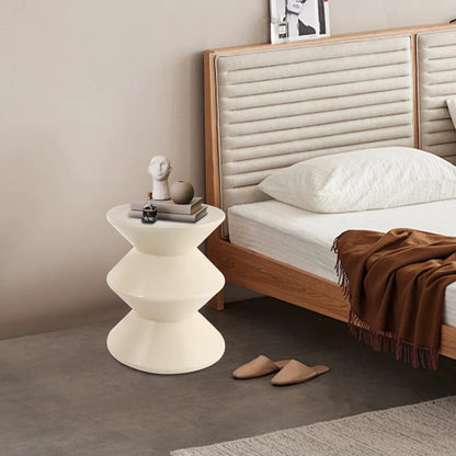Sofa Side Table Modern Hourglass Shaped End Table 14.2" W X 17.7" H White Minimalist Side Table Accent Table