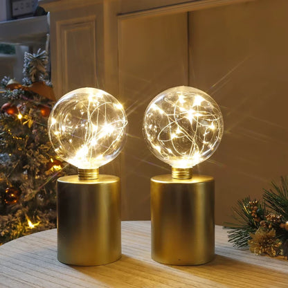 2Pcs Gold Table Lamp Battery Powered Lamps Cordless Lamp Light for Living Room Bedroom Weddings