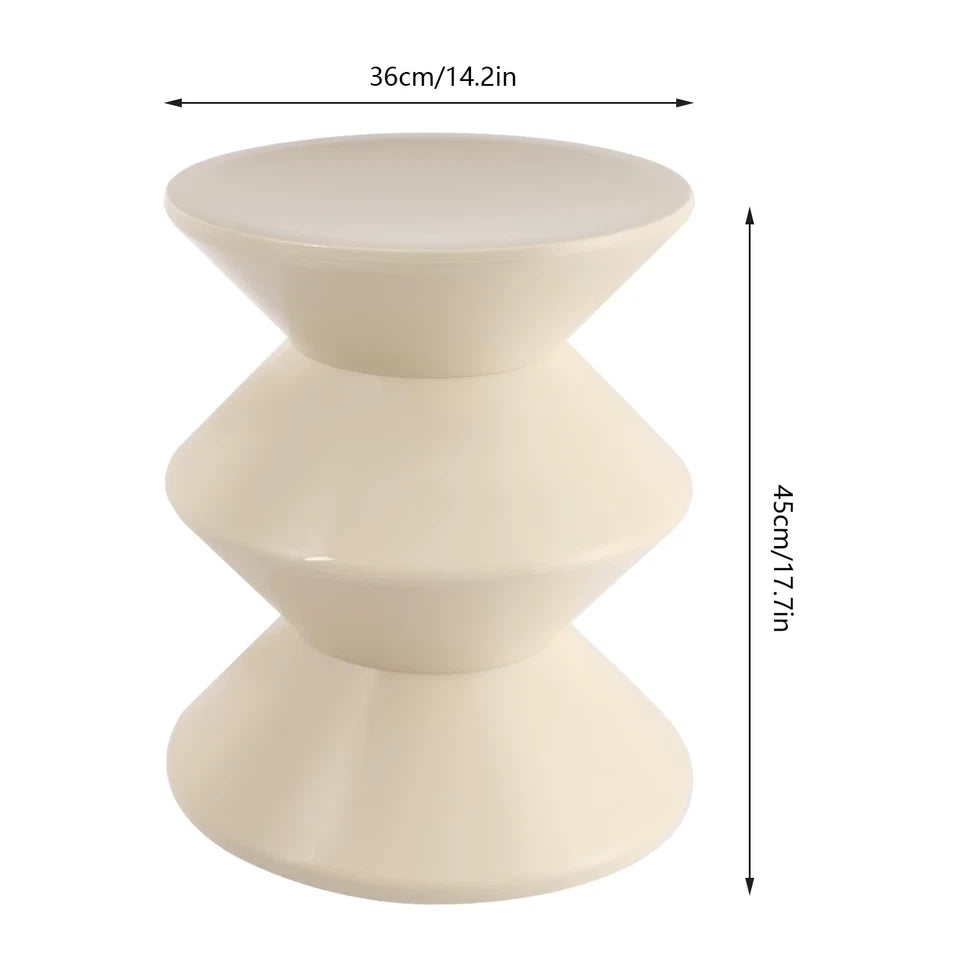 Sofa Side Table Modern Hourglass Shaped End Table 14.2" W X 17.7" H White Minimalist Side Table Accent Table