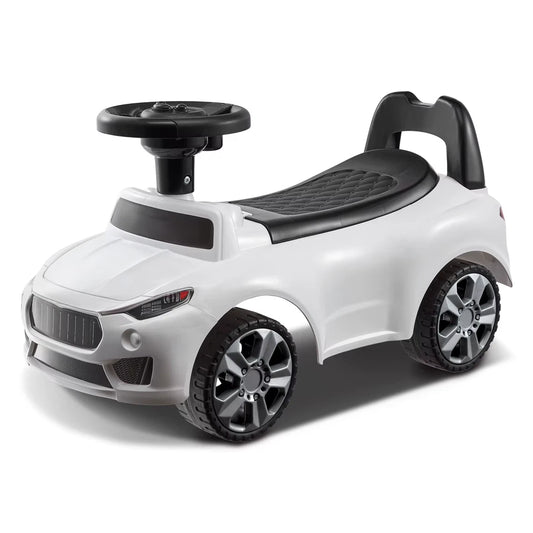 White Ride On Push Car Classic Kids Ride On Sports Toy Car with Music Steering Wheel