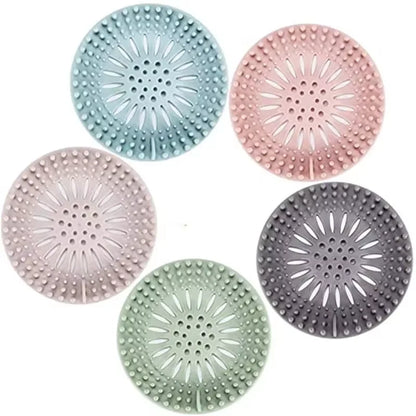 4PCS Round Silicone Drain Hair Catcher Kitchen Sink Strainer Bathroom Shower Bath Stopper Drain