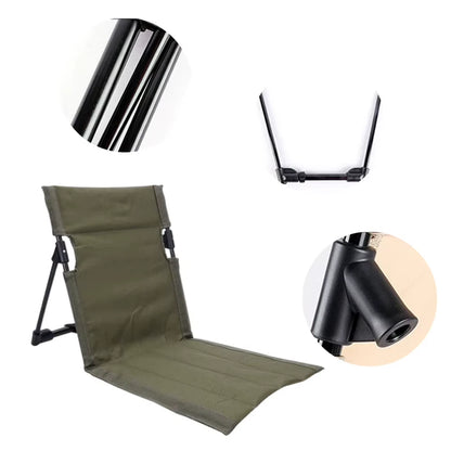 Folding Beach Chair with Back Support Outdoor Camping Chair Lounge Chair Floor Chair