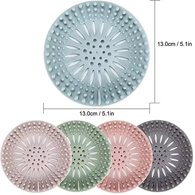 4PCS Round Silicone Drain Hair Catcher Kitchen Sink Strainer Bathroom Shower Bath Stopper Drain