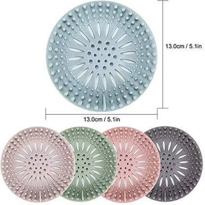 4PCS Round Silicone Drain Hair Catcher Kitchen Sink Strainer Bathroom Shower Bath Stopper Drain