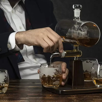 1pcs 1300ml/44oz decanter+4pcs 300ml/10oz glass cups, smooth sailing decanter