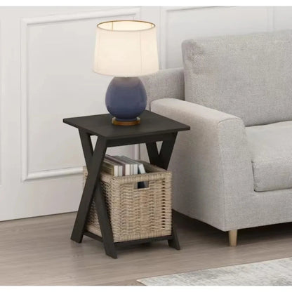 Simplistic Oak Criss Crossed End Table Leg End table Is Stylish Yet Functional