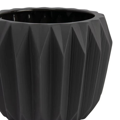 Stoneware Fluted Planter Decorative Flower Pot Indoor Outdoor Suitable Succulents Herbs Modern