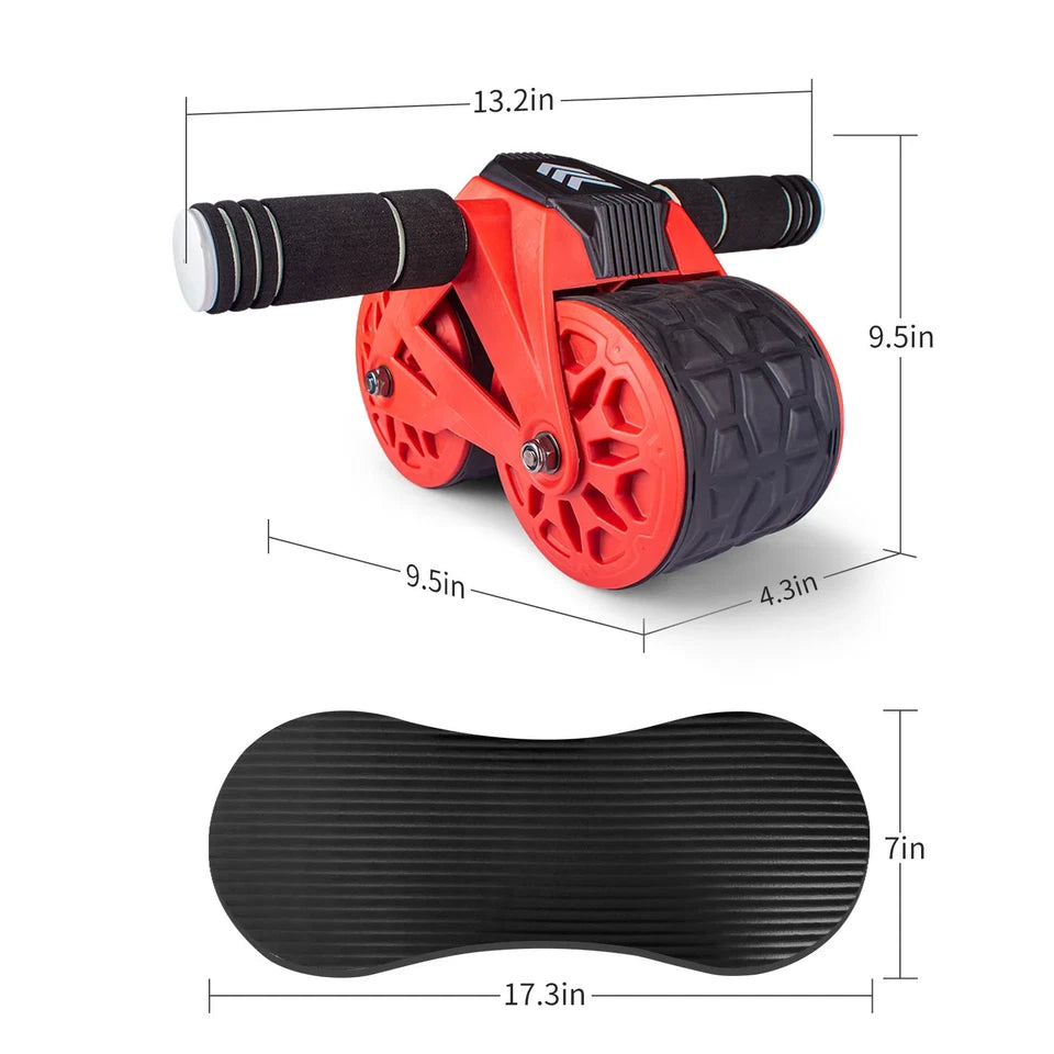 Ab Wheel Roller Automatic Rebound with Knee Pad Mat Core Muscle Ab Trainer with Intelligent Display
