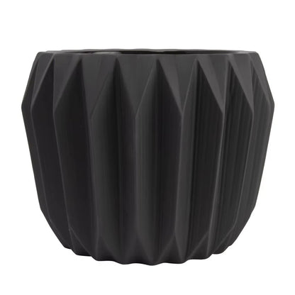 Stoneware Fluted Planter Decorative Flower Pot Indoor Outdoor Suitable Succulents Herbs Modern