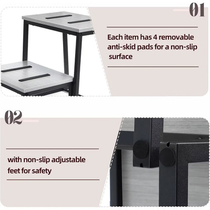 Heavy Duty 2 Step Stool for Adults 500LB Wood & Metal Frame with Non-Slip Pads for Kitchen Bathroom