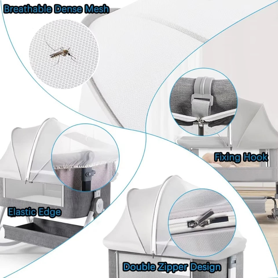 portable bassinet bedside sleeper cover semi-sunshade mosquito net for baby infant bed sleeper cover