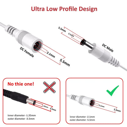 12V Power Extension Cable Cord Connectors 5.5mm*2.1mm for Security CCTV Camera