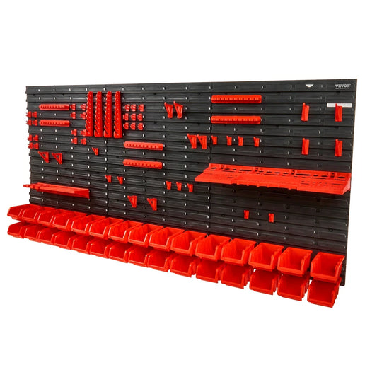 Wall Mounted Storage Bins 48Bin Parts Rack Organizer Garage with Wall Panels Hooks