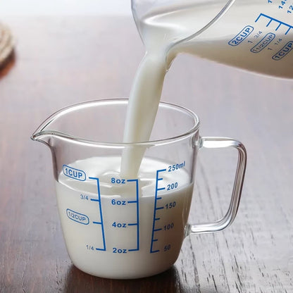 2PCS Glass Measuring Cup with Spouts Clear Scale Milk Jug Espresso Cup Shot Glass Durable