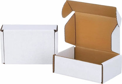 50pcs Corrugated Paper Gift Boxes 6x4x2 Inch Sturdy Cardboard Packaging White Small Shipping Boxes
