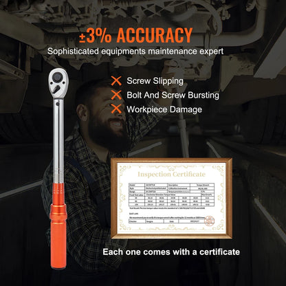Torque Wrench Set Drive Click Torque Wrench Dual-Direction Adjustable Mechanical Dual Range Scales
