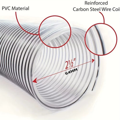 1 pack with an inner diameter of 63mm 2.5 inches and a length of 3-6 meters PVC transparent steel wire tube