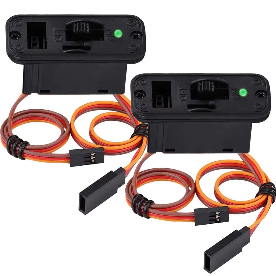 2 Pcs New Heavy Duty RC Switch On Off with LED 3 Pin JR Futaba Connectors 22AWG for Battery Charger