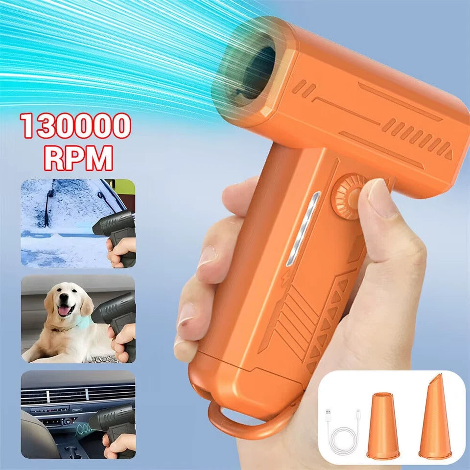 Mini Fan Portable Air Duster Adjustable wind speed Dry Violent Blower Rechargeable with Light