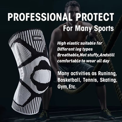 1 Pack of Professional Sports Knee Pads Knee Pads Meniscus Silicone Spring Support, Running Fitness