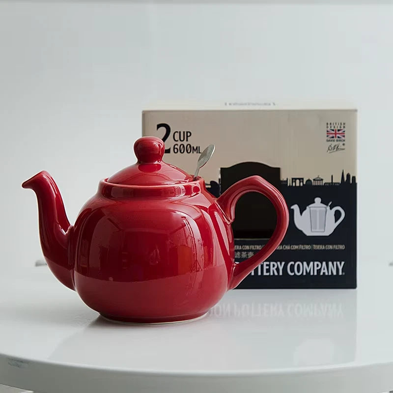 Pottery 600ML red ceramics tetra tea pot infuser welding kettle tea maker matcha coffeeware teaware