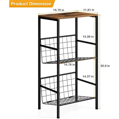 3-Tier Metal Record Player Stand  Holds 90 Vinyl Albums Turntable Shelf for Living Room Bedroom