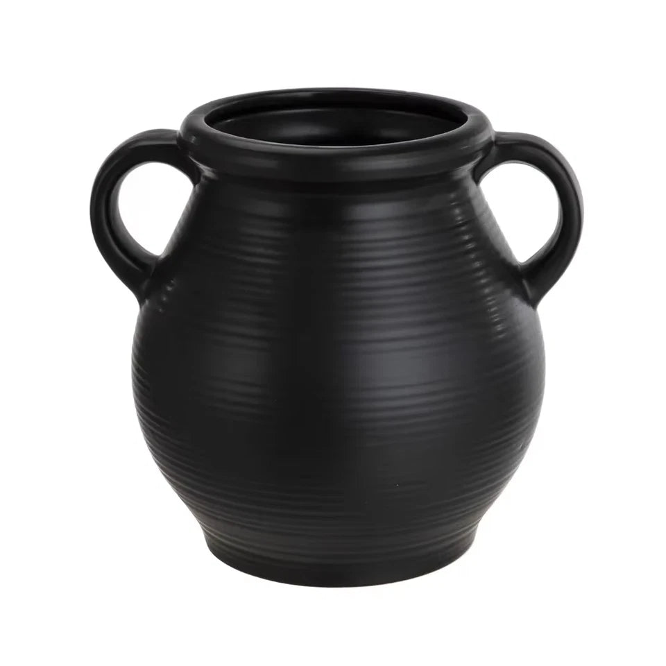Ribbed Ceramic Vase Antique-Inspired Home Décor Decorative Vase Floral Arrangements Knitting Supplies Plant