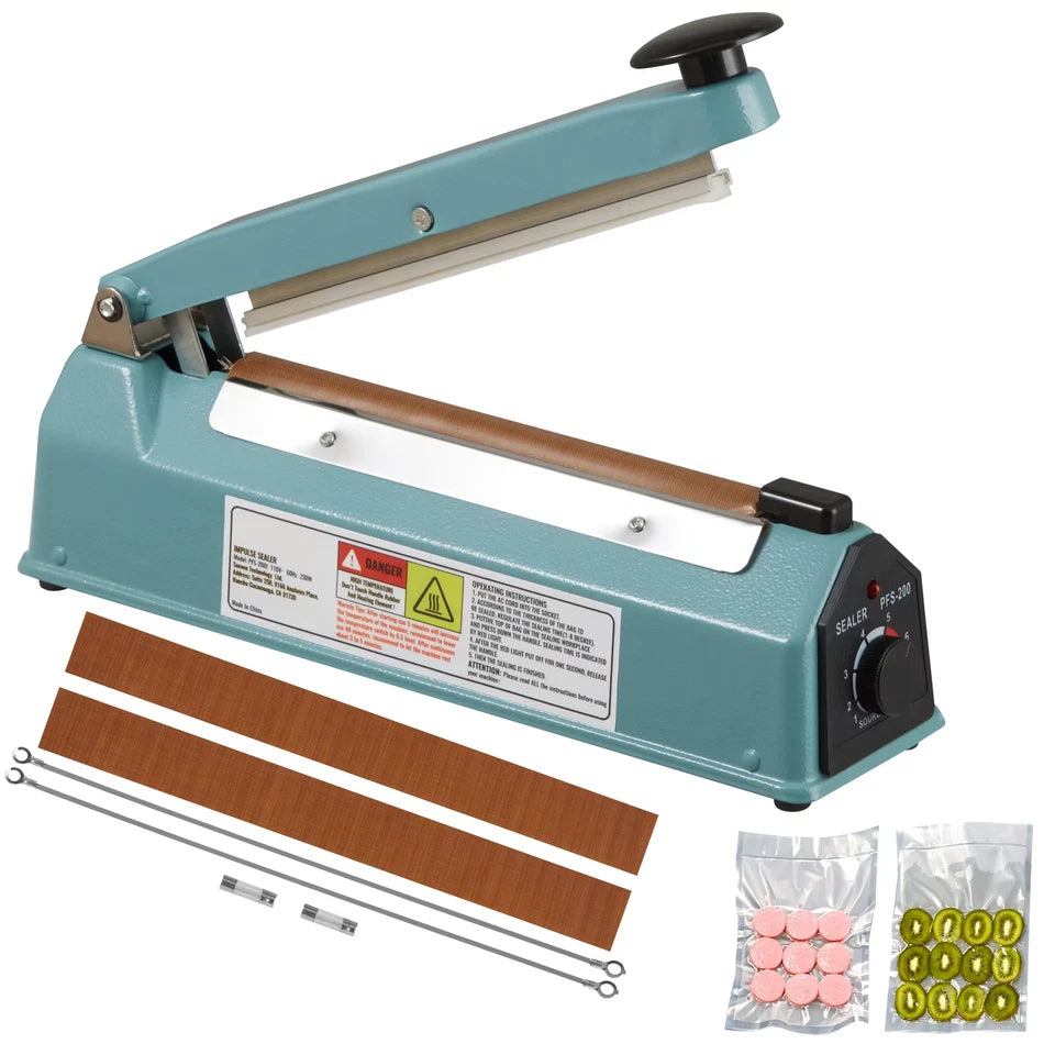 8 Inch Impulse Shrink Wrap Sealer Manual Heat Poly Bag Sealing Machine Plastic