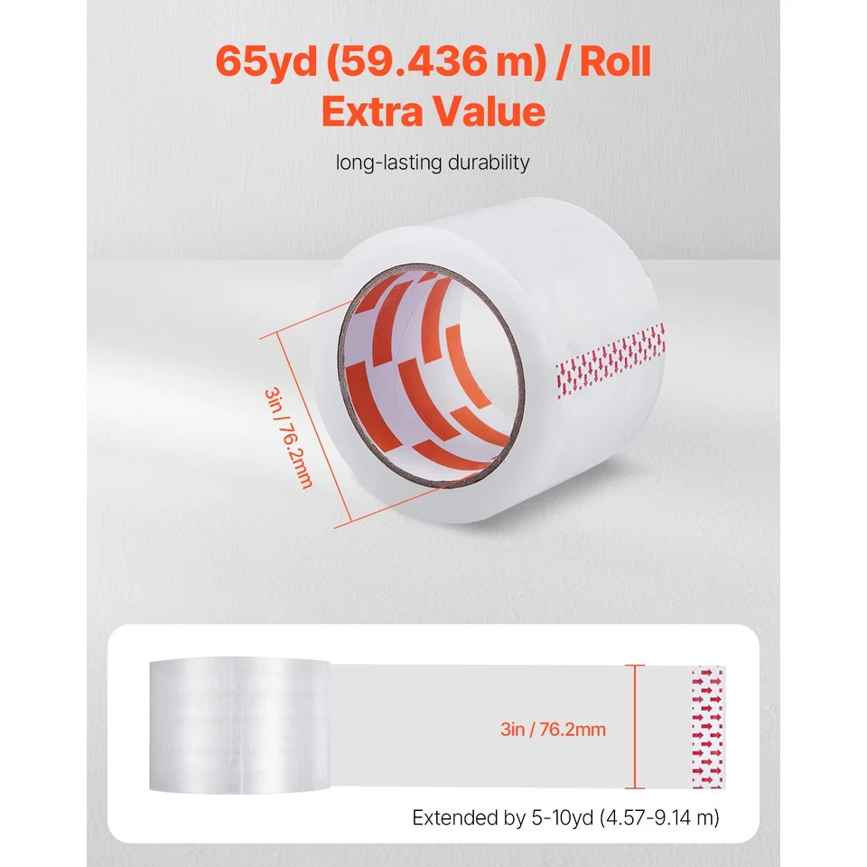 6 Rolls 7.6CM 70M High Viscosity Clear Adhesive Tape Transparent Packaging Tape for Office