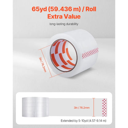6 Rolls 7.6CM 70M High Viscosity Clear Adhesive Tape Transparent Packaging Tape for Office