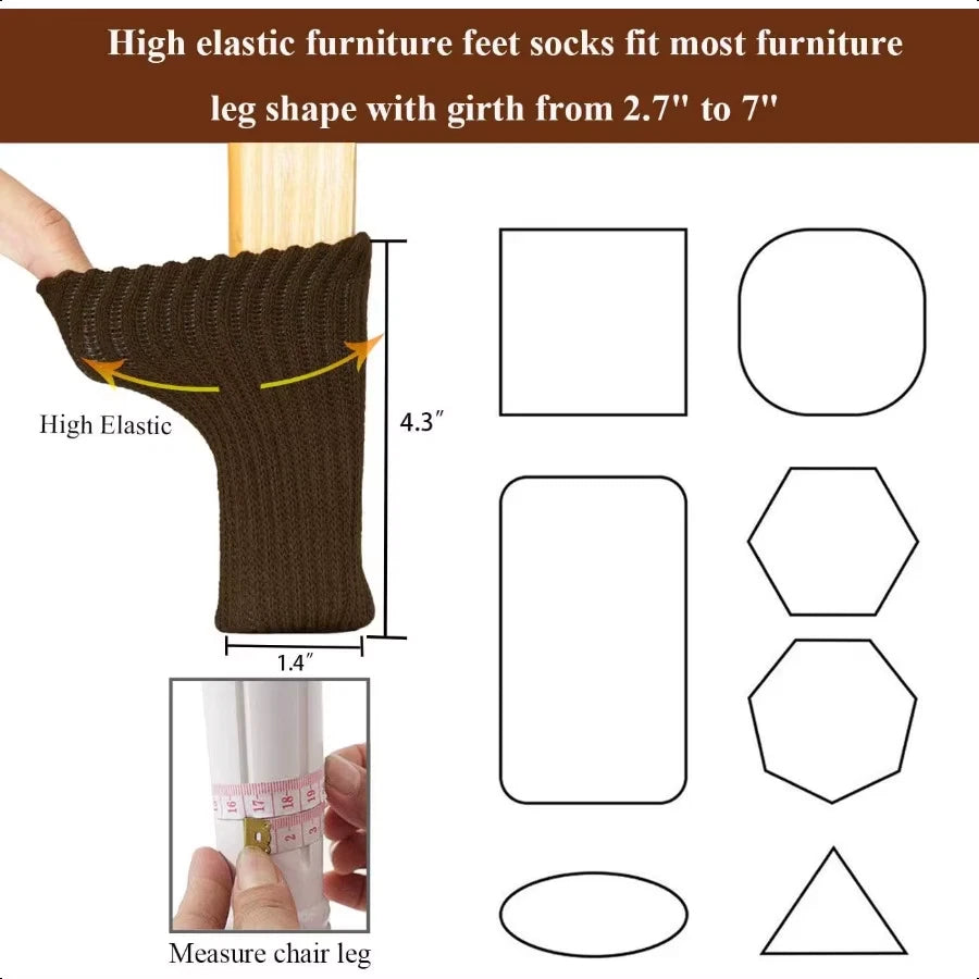 24PCS Furniture Leg Socks High Elastic NonSlip Knitted Chair Leg Protectors for Hardwood Floors Chair