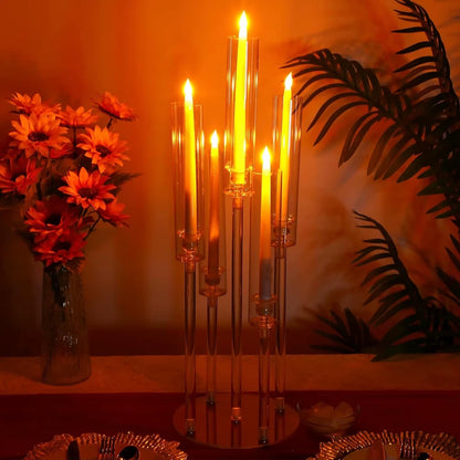 2 Pcs Acrylic Candelabra Centerpieces Clear Candle Holder For Wedding Shade NEW