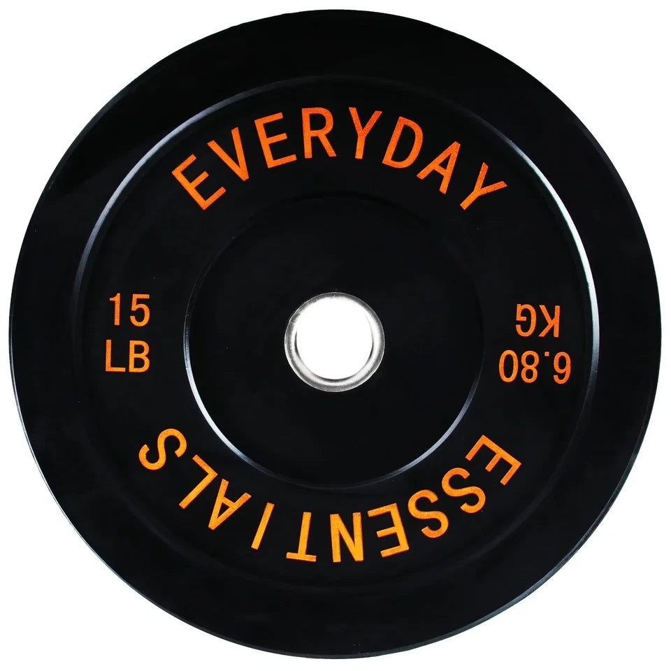 Bumper Plate Weight Plate with Steel Hub Black 15 lbs Single High-density rubber plates