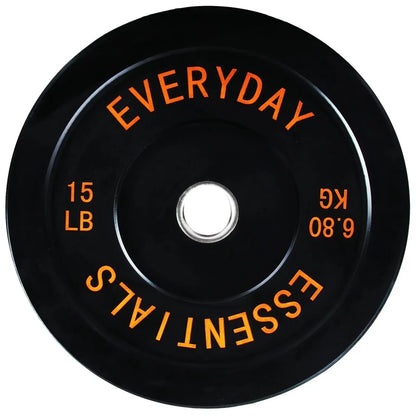 Bumper Plate Weight Plate with Steel Hub Black 15 lbs Single High-density rubber plates