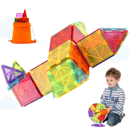 121PCS Magnetic Building Blocks Set Construction Puzzle Magnetic Sheet Tiles Boys Girls Children