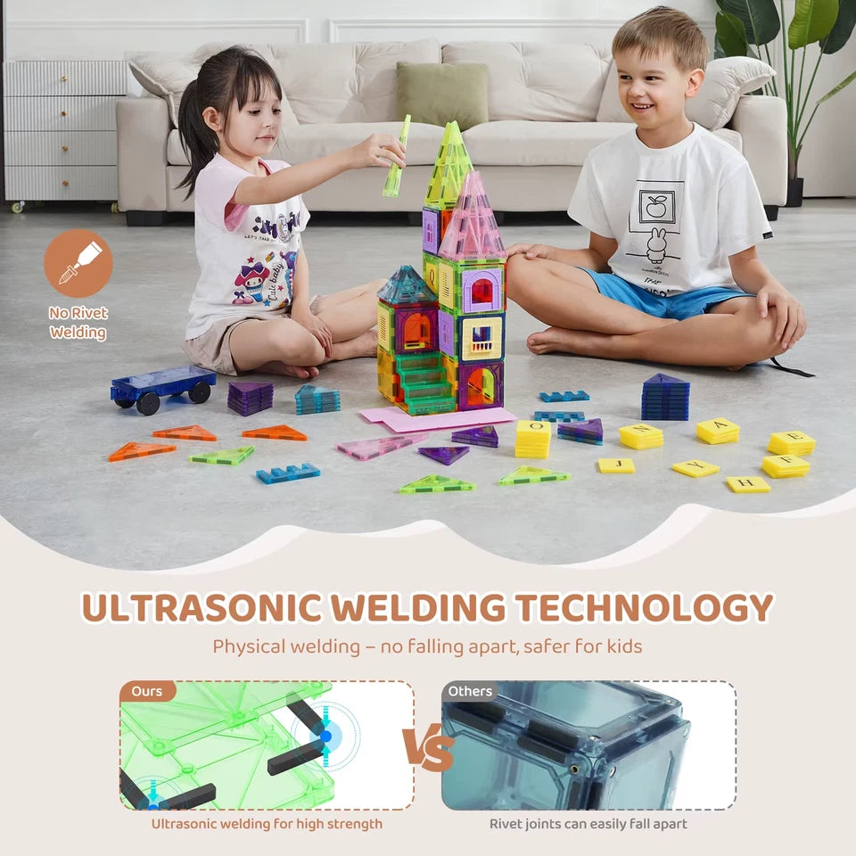 121PCS Magnetic Building Blocks Set Construction Puzzle Magnetic Sheet Tiles Boys Girls Children
