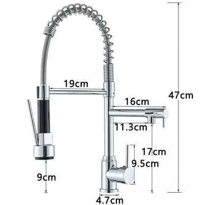 Kitchen Sink Faucet Pull Down Hot and Cold Water Mixer2 Mode Tap with Dual Spout 360 Rotation