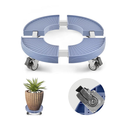440lbs Blue/Black Trash Can Dolly Round Roller Base 15-22.8in Adjustable with 4 Wheel Drum Rolling Cart
