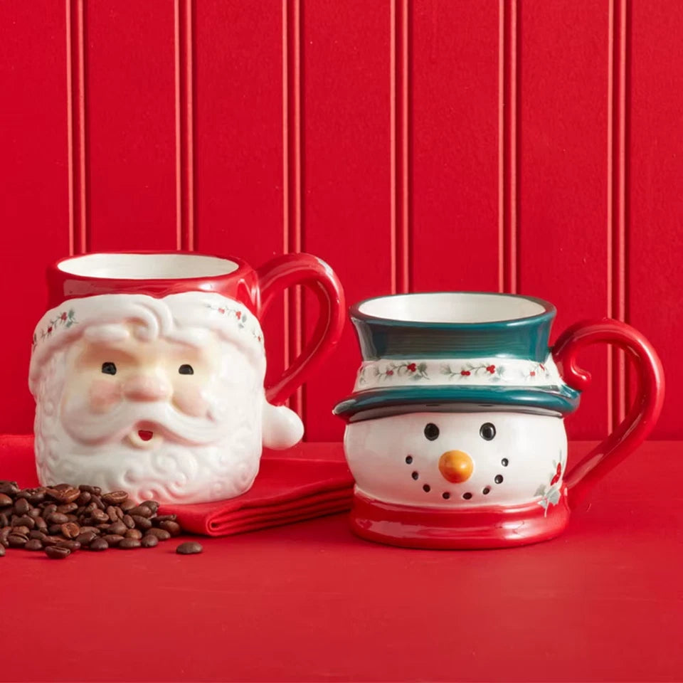 Stoneware Santa Mug 16oz Holiday Coffee Tea Hot Chocolate Ceramic Gift Christmas Kitchen Decor