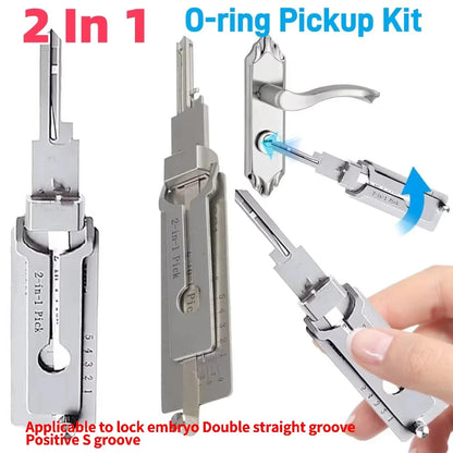 Stainless Steel Key Decoder 2 In 1 Precision Hook & Pick Set Lock Decoder O Ring