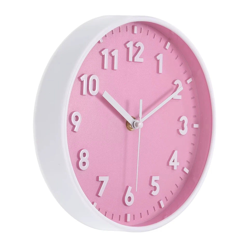 8 Inch Wall Clock 3D Number Quartz Battery Operated Silent Non-Ticking Round Wall Clocks for Office Bedroom