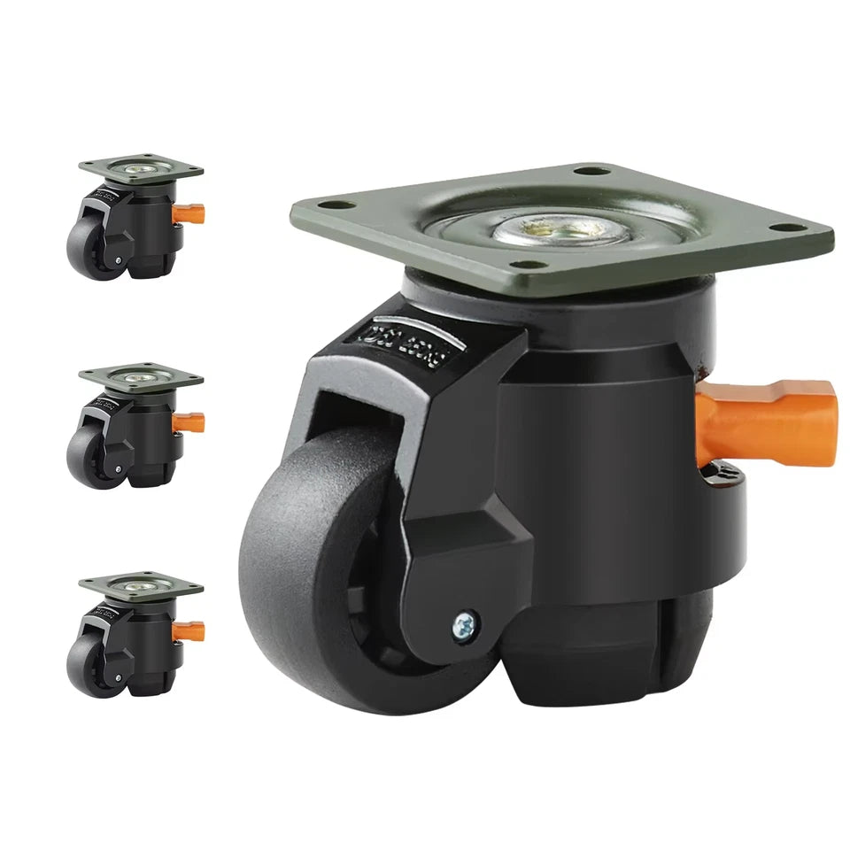 4 Pcs Leveling Casters Heavy Duty Swivel Caster Wheels with Handle Design Height Adjustable Feet
