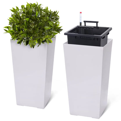 2pcs Planters Outdoor Indoor Planter Pots High Front Porch Planter Pots with Drainage Holes Auto Watering